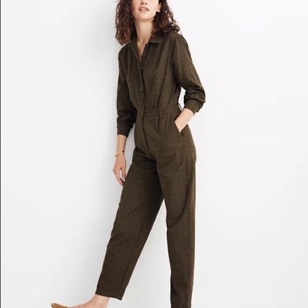Madewell Seamed Coverall Jumpsuit in Grid Dot